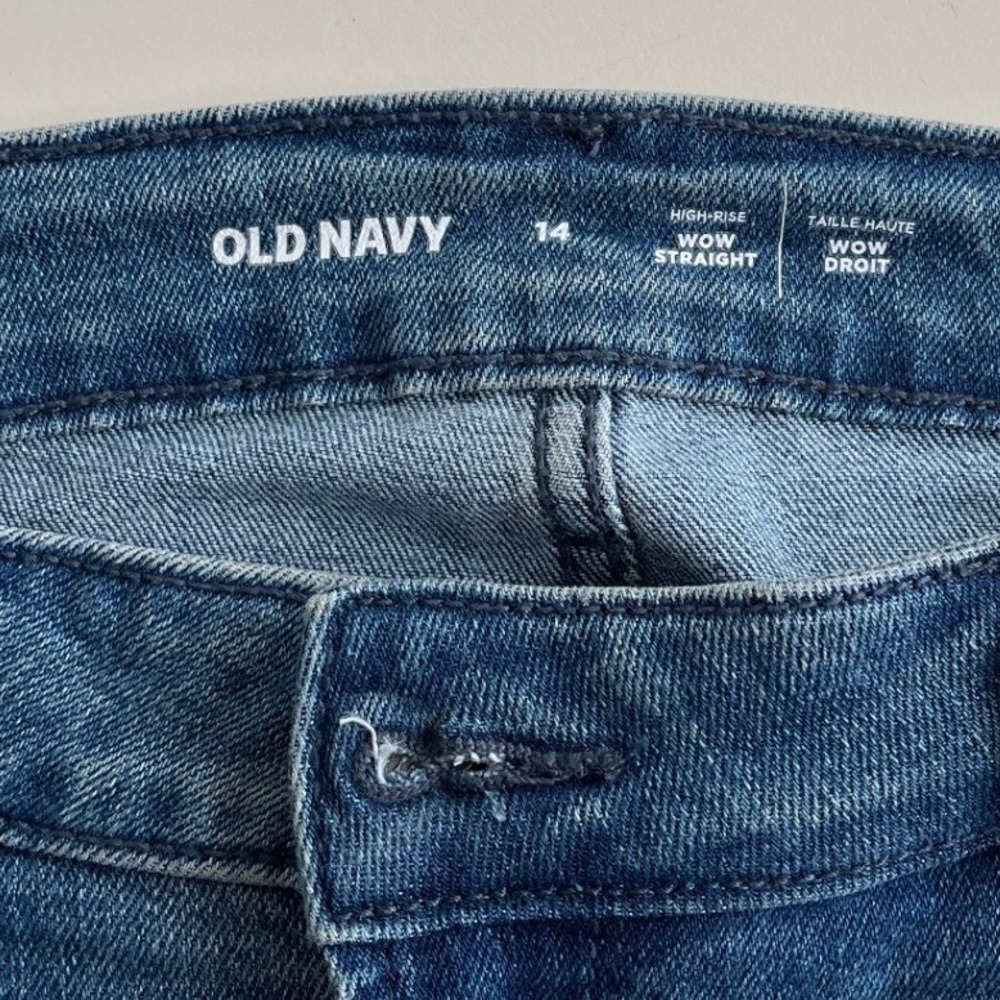 Old Navy Wow Straight High Rise Jeans Womens 14 Medium Wash Blue Stretch Denim - Picture 3 of 8